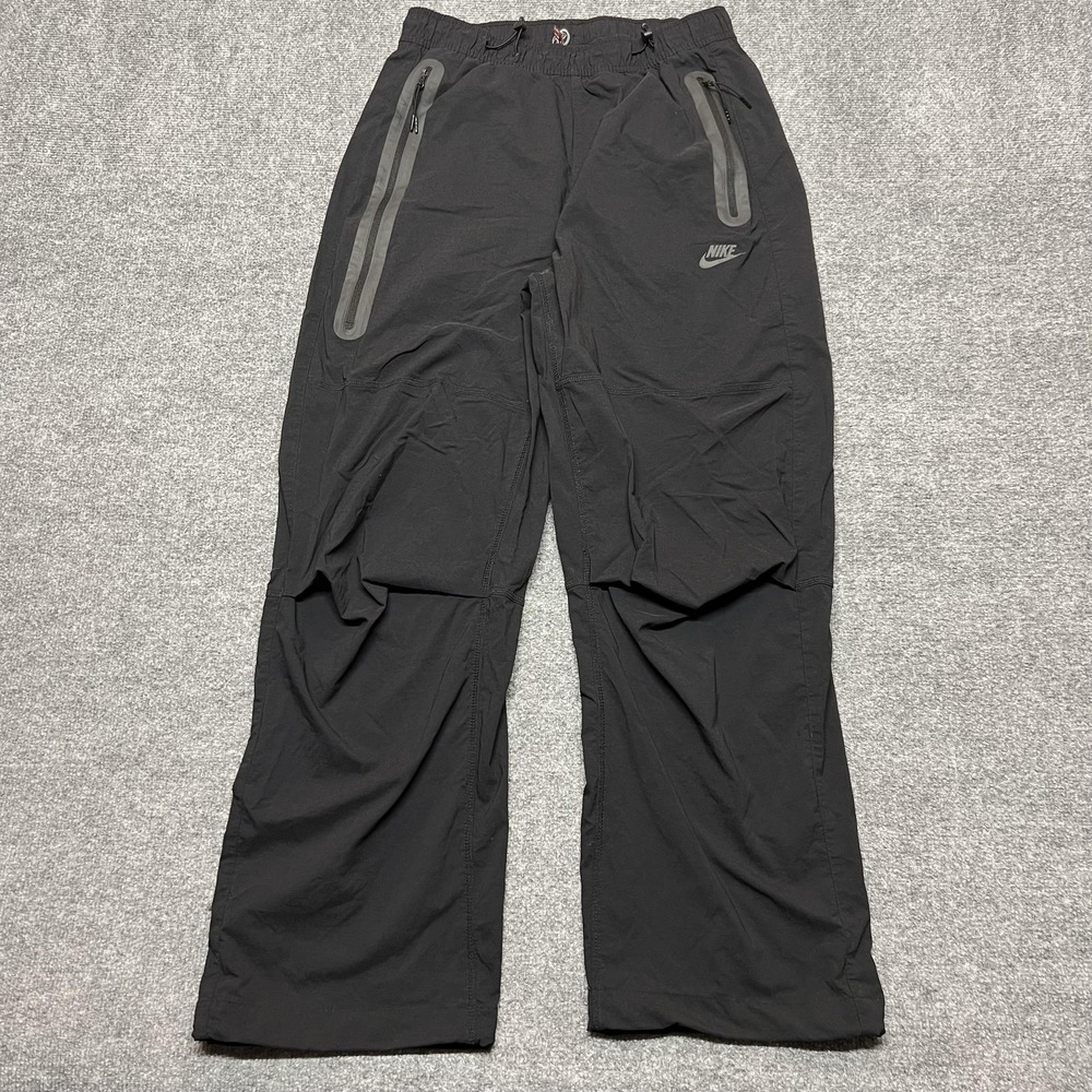 Nike Tech Woven Oversized Pants Mens M Black Track Elastic Waist Zip Pockets